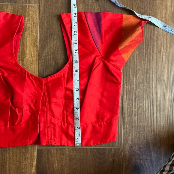 Butter yellow Red Cotton Silk Saree with Tribal Motif diwali pastel haldi - Picture 16 of 17